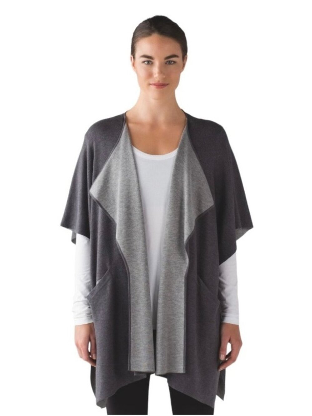Lululemon After‎ Asana Wrap O/S Heathered Dark Carbon Grey Sweater